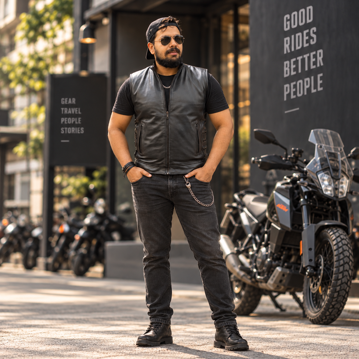 Biker Vest | Goat Leather |   Radgear Raven