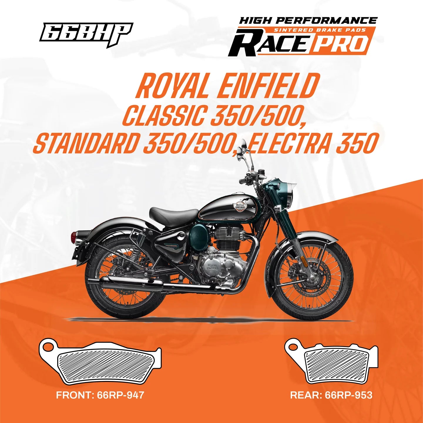 Royal Enfield Classic 350/500, Standard 350/500 & Electra 350 Race Pro Sintered Brake Pad