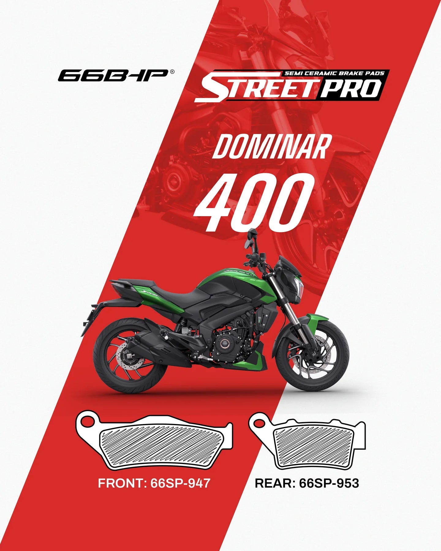 Bajaj Dominar 400(below 2019) Street Pro Semi Ceramic Brake Pads