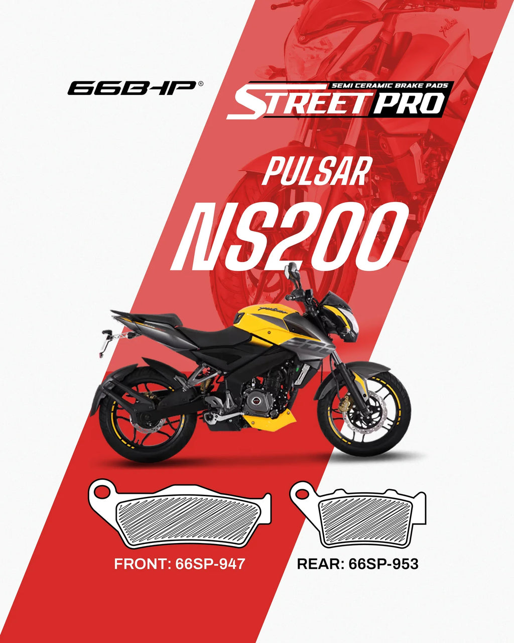 Bajaj Pulsar NS200 Street Pro Semi Ceramic Brake Pads (UP TO 2024 Model)