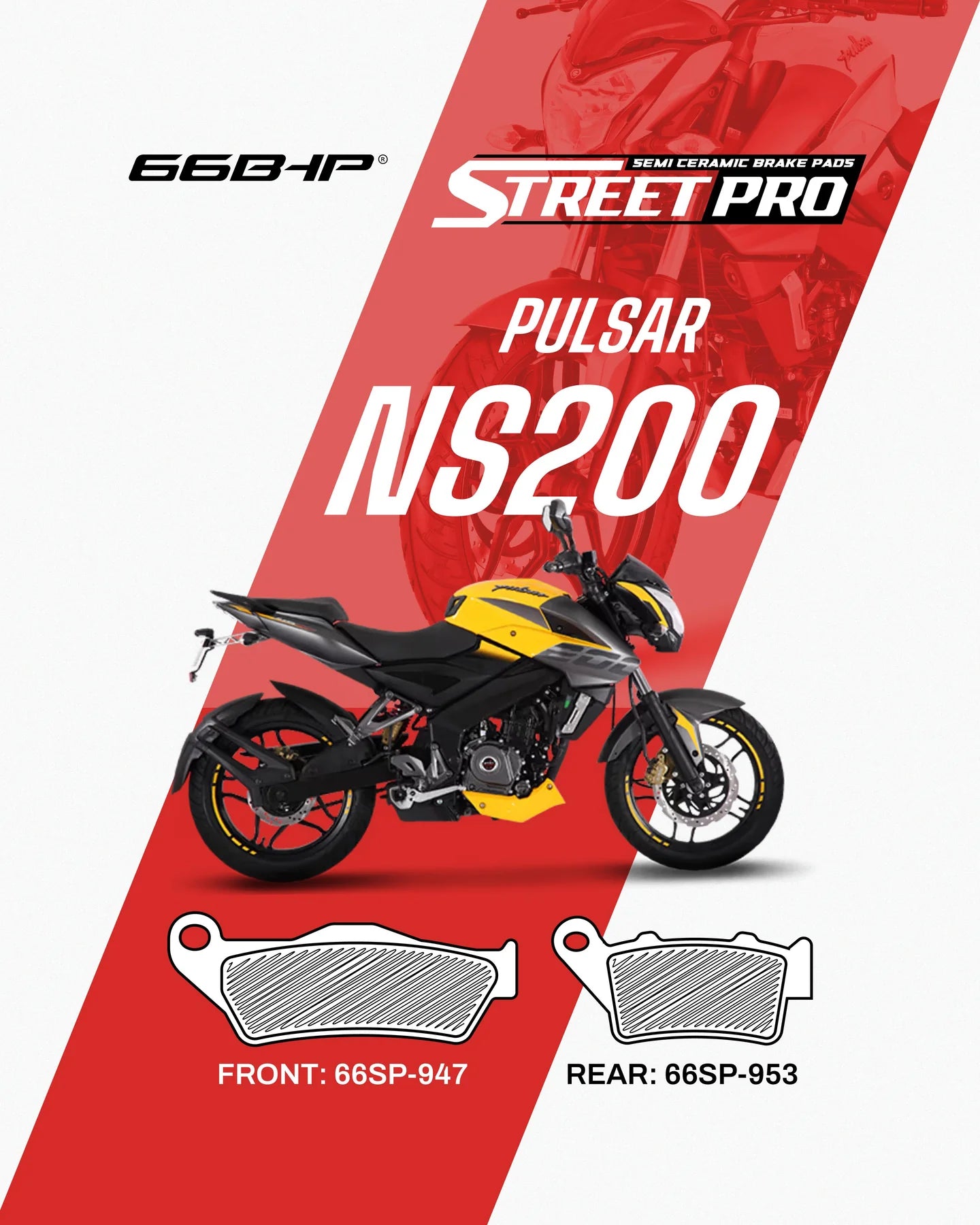Bajaj Pulsar NS200 Street Pro Semi Ceramic Brake Pads (UP TO 2024 Model)