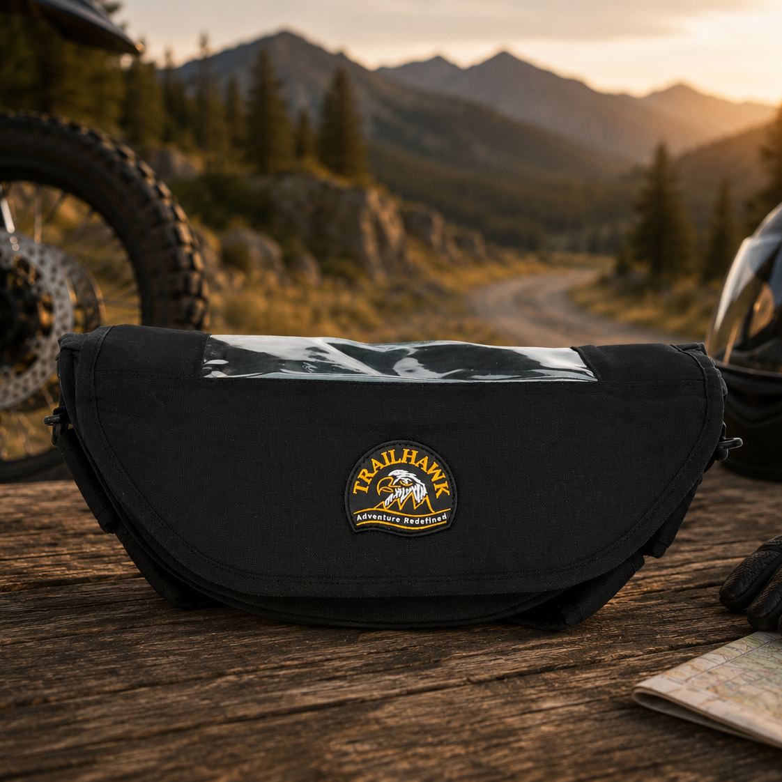 TrailHawk Motorcycle Handlebar Bag with Mobile Pouch